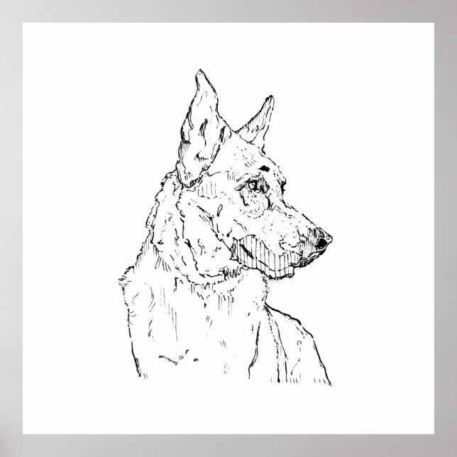 Deutscher Schäferhund Elsässer Hund Kunst Poster (Vorne)