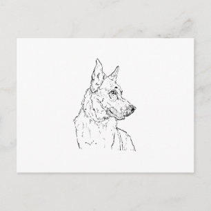 Deutscher Schäferhund Elsässer Hund Kunst Postkarte