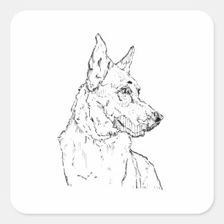 Deutscher Schäferhund Elsässer Hund Kunst Quadratischer Aufkleber