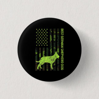 Deutscher Schäferhund erschüttert US-Flagge Camouf Button