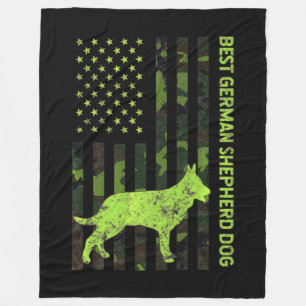 Deutscher Schäferhund erschüttert US-Flagge Camouf Fleecedecke