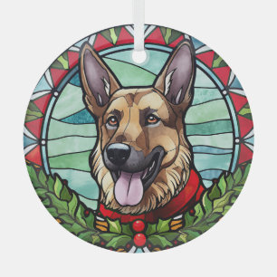 Deutscher Schäferhund Festglasweihnachtsfest Ornament Aus Glas