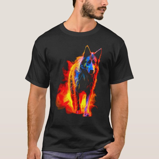 Deutscher Schäferhund Feuer T-Shirt (Vorderseite)