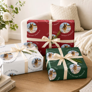 Deutscher Schäferhund Foto Leben ist besser Weihna Geschenkpapier Set