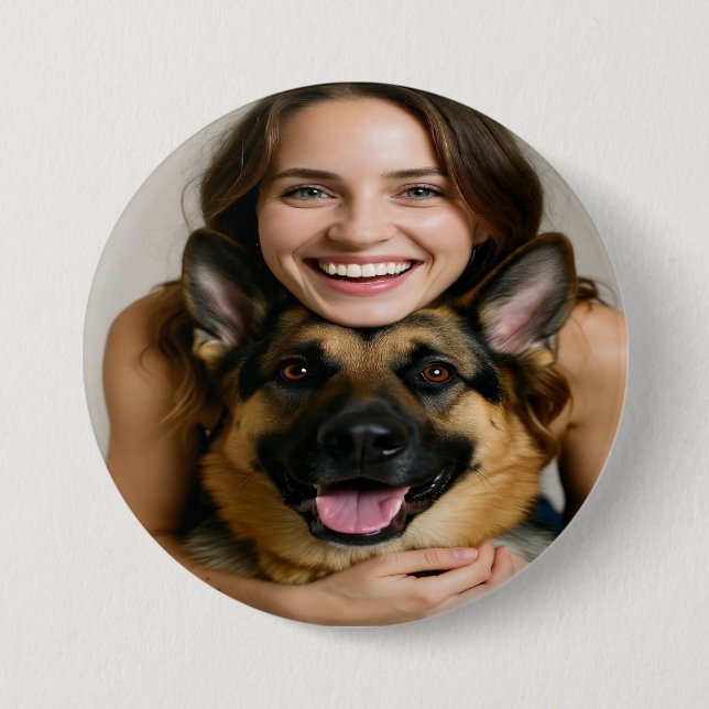 Deutscher Schäferhund-Foto personalisieren Button (Vorderseite)