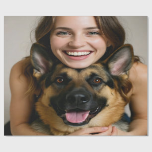 Deutscher Schäferhund-Foto personalisieren Geschenkpapier