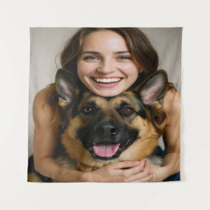 Deutscher Schäferhund Foto personalisieren Wandteppich