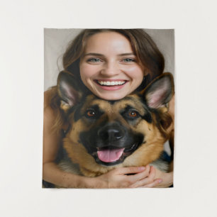 Deutscher Schäferhund-Foto personalisieren Wandteppich