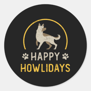 Deutscher Schäferhund Frohe Howlidays Hund Vintage Runder Aufkleber