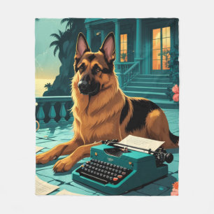 Deutscher Schäferhund Gentleman Vintage Fleecedecke