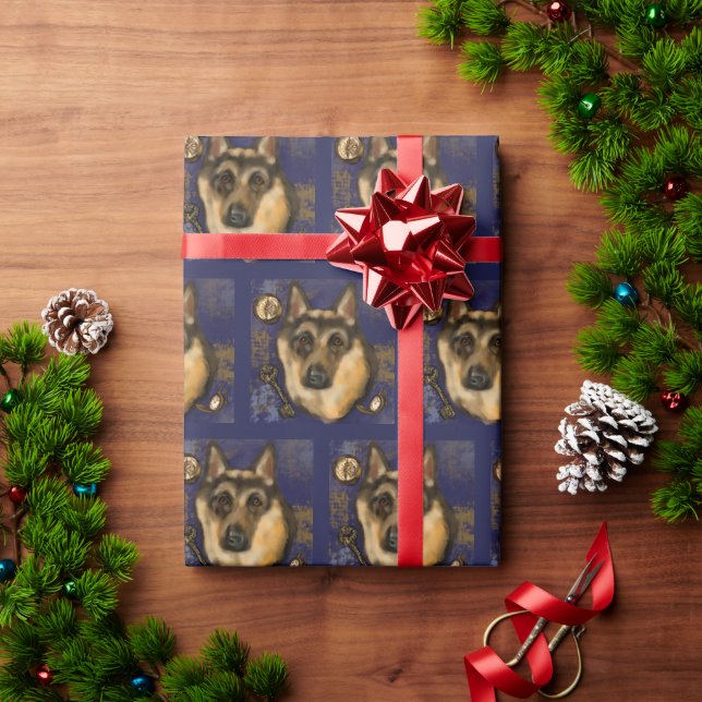 Deutscher Schäferhund Geschenkpapier (Feiertagsgeschenk)