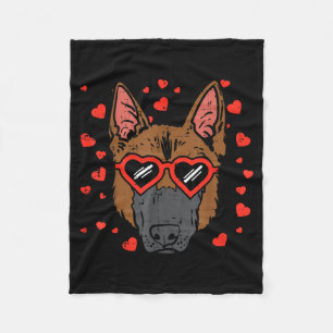 Deutscher Schäferhund Gesicht Herz Gles Valentinst Fleecedecke