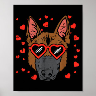 Deutscher Schäferhund Gesicht Herz Gles Valentinst Poster