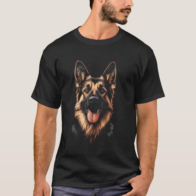 Deutscher Schäferhund Gesicht T-Shirt (Vorderseite)