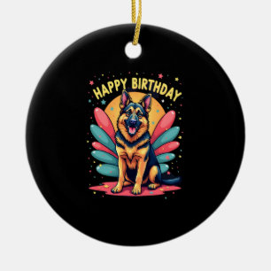 Deutscher Schäferhund Glücklicher Geburtstag Party Keramik Ornament