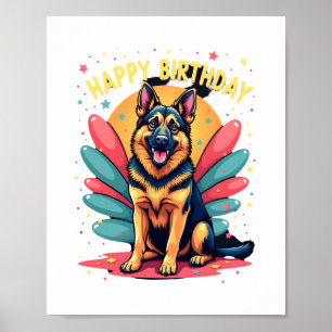 Deutscher Schäferhund Glücklicher Geburtstag Party Poster