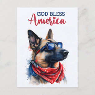Deutscher Schäferhund, Gott segne Amerika Postkart Postkarte