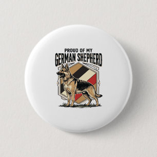 Deutscher Schäferhund Grafik Vintage Gravur Hunde Button