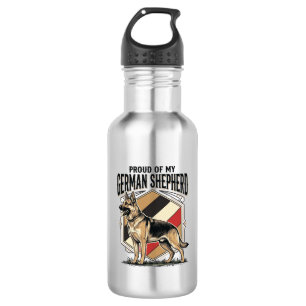Deutscher Schäferhund Grafik Vintage Gravur Hunde Edelstahlflasche