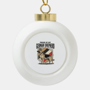 Deutscher Schäferhund Grafik Vintage Gravur Hunde  Keramik Kugel-Ornament