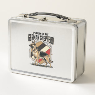 Deutscher Schäferhund Grafik Vintage Gravur Hunde Metall Brotdose