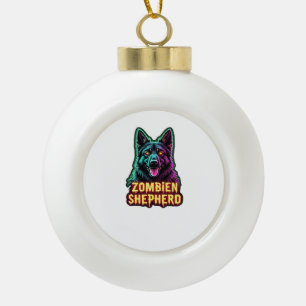 Deutscher Schäferhund GSD Shep Zombie Hund Hallowe Keramik Kugel-Ornament
