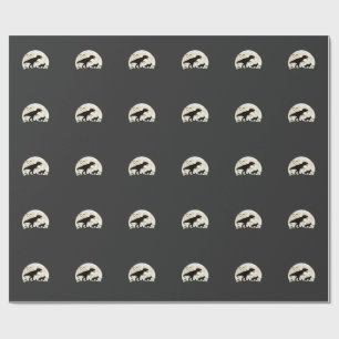 Deutscher Schäferhund Halloween Dinosaur Mond Silh Geschenkpapier