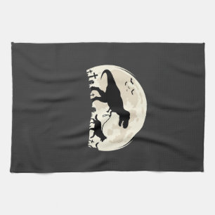 Deutscher Schäferhund Halloween Dinosaur Mond Silh Geschirrtuch