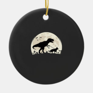Deutscher Schäferhund Halloween Dinosaur Mond Silh Keramik Ornament