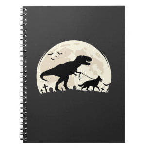 Deutscher Schäferhund Halloween Dinosaur Mond Silh Notizblock