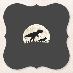 Deutscher Schäferhund Halloween Dinosaur Mond Silh Untersetzer