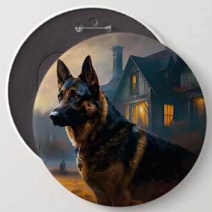 Deutscher Schäferhund Halloween Gruselig Button