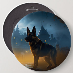 Deutscher Schäferhund Halloween Gruselig Button