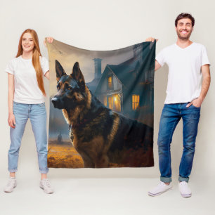 Deutscher Schäferhund Halloween Gruselig Fleecedecke