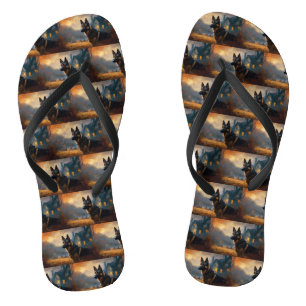 Deutscher Schäferhund Halloween Gruselig Flip Flops