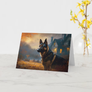 Deutscher Schäferhund Halloween Gruselig Karte