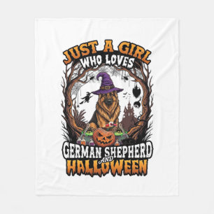 Deutscher Schäferhund Halloween Hund Hexenhut Kürb Fleecedecke