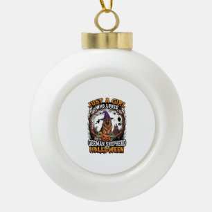 Deutscher Schäferhund Halloween Hund Hexenhut Kürb Keramik Kugel-Ornament