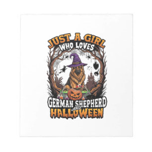Deutscher Schäferhund Halloween Hund Hexenhut Kürb Notizblock