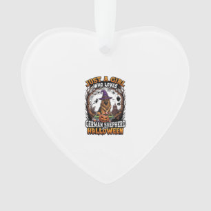 Deutscher Schäferhund Halloween Hund Hexenhut Kürb Ornament