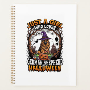 Deutscher Schäferhund Halloween Hund Hexenhut Kürb Planer