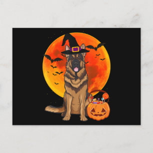 Deutscher Schäferhund Halloween Kürbislaterne Einladungspostkarte