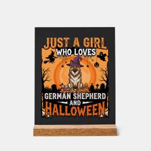 Deutscher Schäferhund Halloween Mädchen Hexe Hund Acrylschild