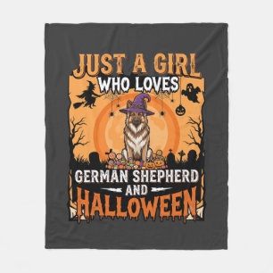 Deutscher Schäferhund Halloween Mädchen Hexe Hund  Fleecedecke