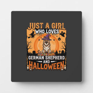 Deutscher Schäferhund Halloween Mädchen Hexe Hund Fotoplatte