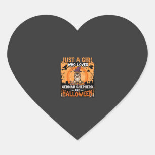 Deutscher Schäferhund Halloween Mädchen Hexe Hund  Herz-Aufkleber