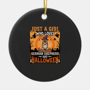 Deutscher Schäferhund Halloween Mädchen Hexe Hund Keramik Ornament