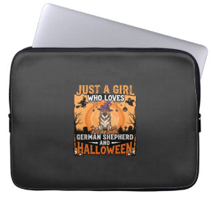 Deutscher Schäferhund Halloween Mädchen Hexe Hund  Laptopschutzhülle