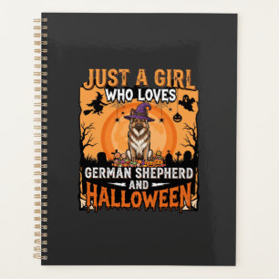 Deutscher Schäferhund Halloween Mädchen Hexe Hund Planer