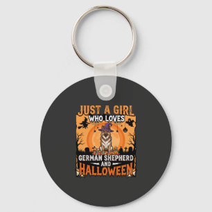 Deutscher Schäferhund Halloween Mädchen Hexe Hund Schlüsselanhänger